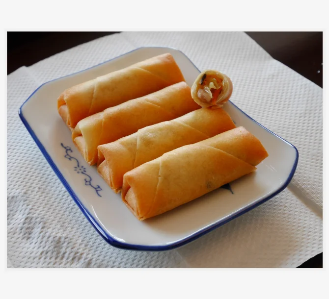 
Chinese traditional frozen snacks vegetable shrimp spring rolls 