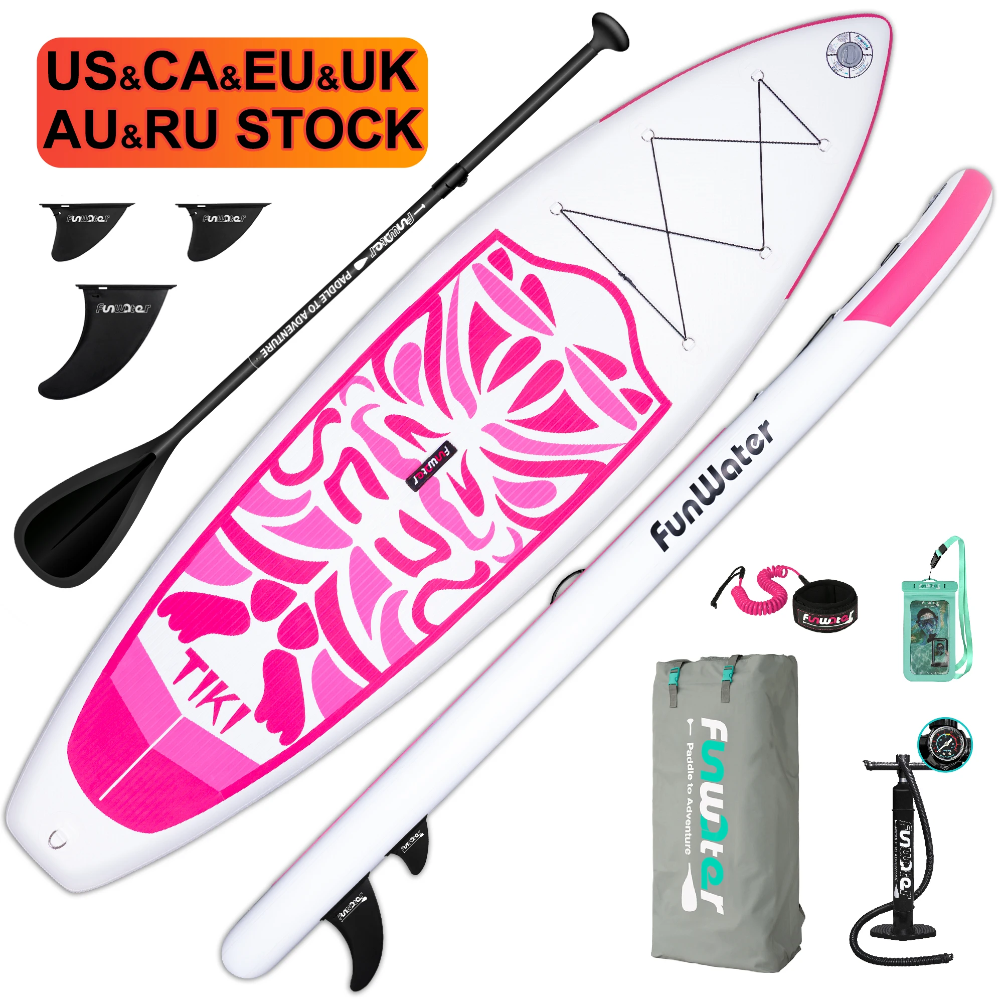 

FUNWATER Dropshipping OEM 10'6" foldable sup soft boards surf wholesale inflatable pink paddle board planche de surf water sport