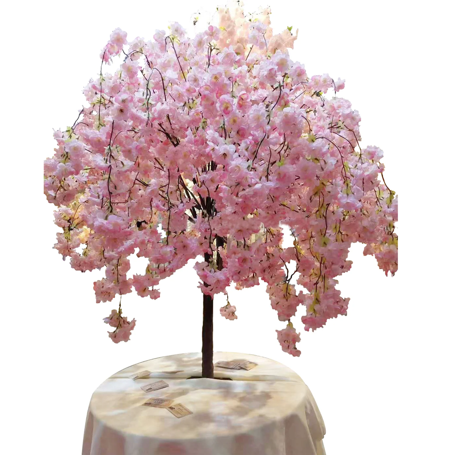 

wedding table centerpieces Decoration mini pink artificial flower tree / wholesale indoor artificial cherry blossom tree, Natural color + pink flower