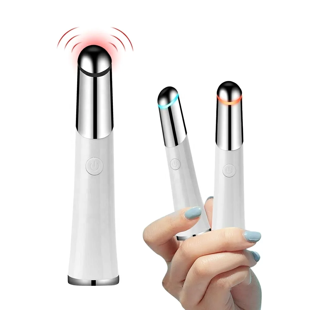 

Eyes Facial Massager Pen Sonic Vibration Wand With Heated, Mini Eye Massager For Dark Circle Remover, White