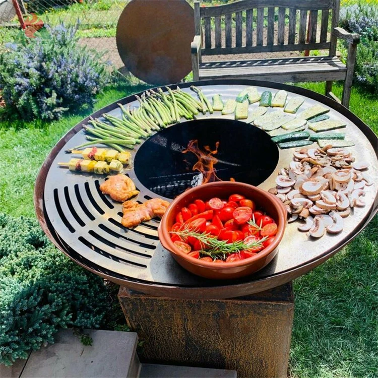 

Corten steel barbeque machine grill outdoor classical barbeque luxury charcoal grill bbq rusty barbeque grill maker