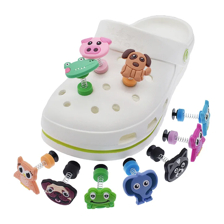 

Hot-selling creative cartoon PVC clogs shoe decoration with spring shoe buckle, As picture/custom