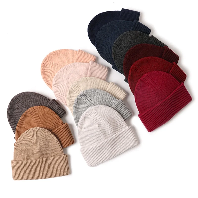 

custom cute luxury warm wool knitted beanie blanks Winter cashmere bennie women 100% pure wool beanie hats with custom logo xlm