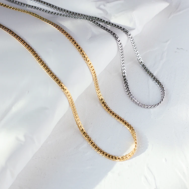 

Vintage choker stainless steel non tarnish gold plated herringbone chain basic jewellery women chain custom necklace, Optional as picture,or customized