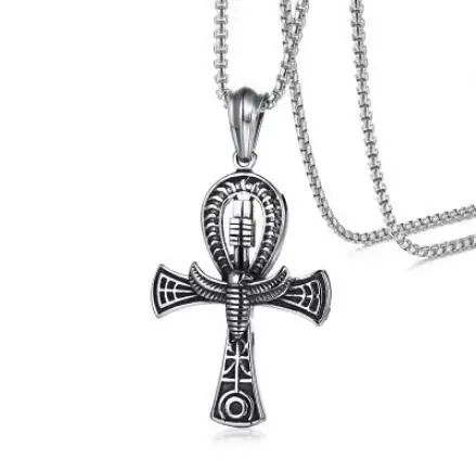 

New Hot Fashion Egyptian Jewelry Retro Men's Ankh Cross Necklace statement pendant Design Custom