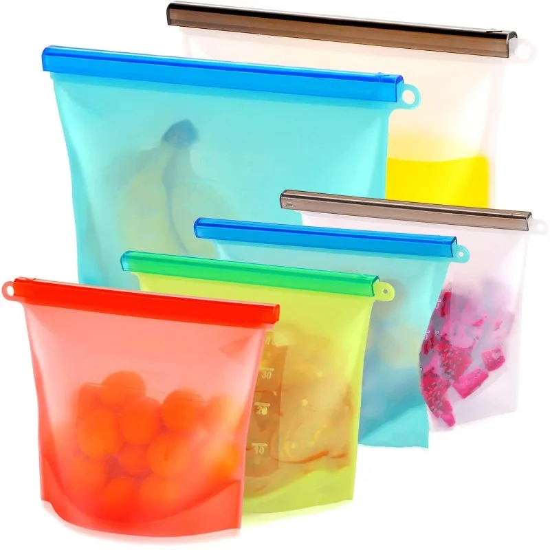 

Heat Resistant Custom Food Grade Colourful Zipper Ziplock Silicon Sandwich Bags Reusable Silicone Food Storage Bag, Transparent