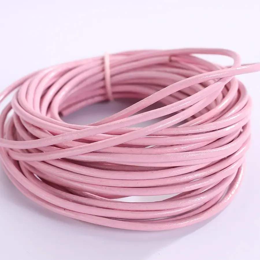 

Wholesale Round leather cord Solid 2 4mm Natural Genuine Leather Cord Braiding String Natural leather supplier