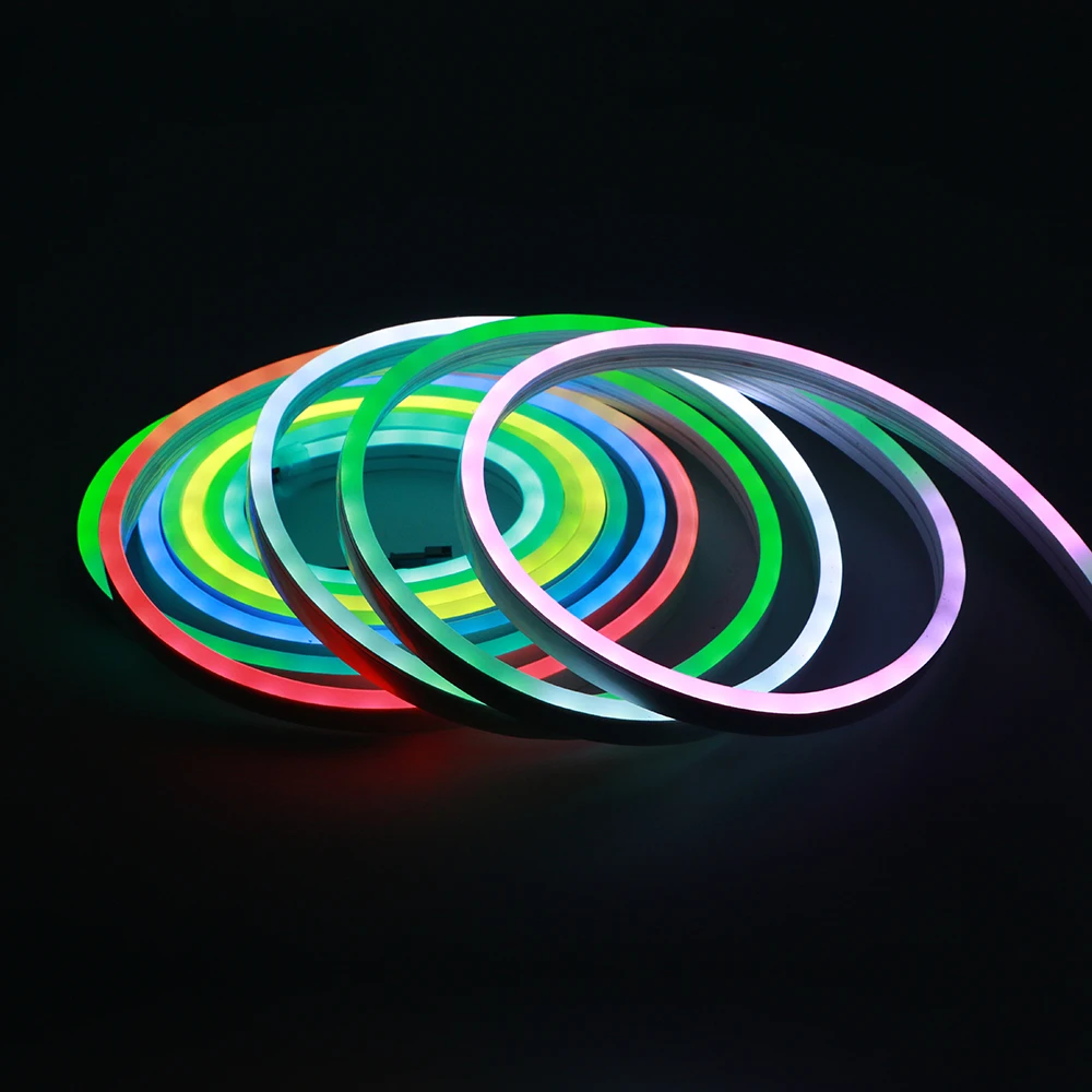 

Led side bend neon flex white waterproof dream color RGB pixel Flat Horizontal 6*12mm 12V 24V flex rope lights