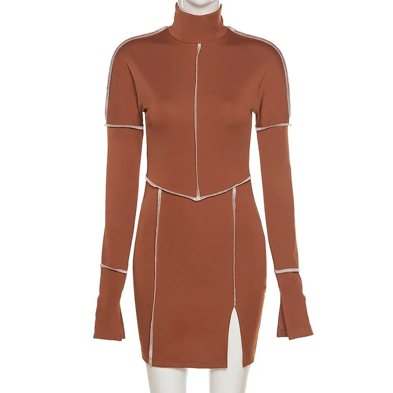 

2021 New Arrival Women spring stand collar sexy dress long sleeve women casual dresses