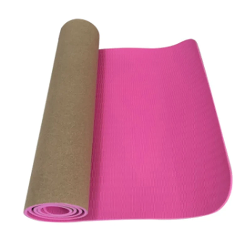 

wholesale custom printed logo eco-friendly high quality anti slip cork TPE yoga mat, Stock color or customized