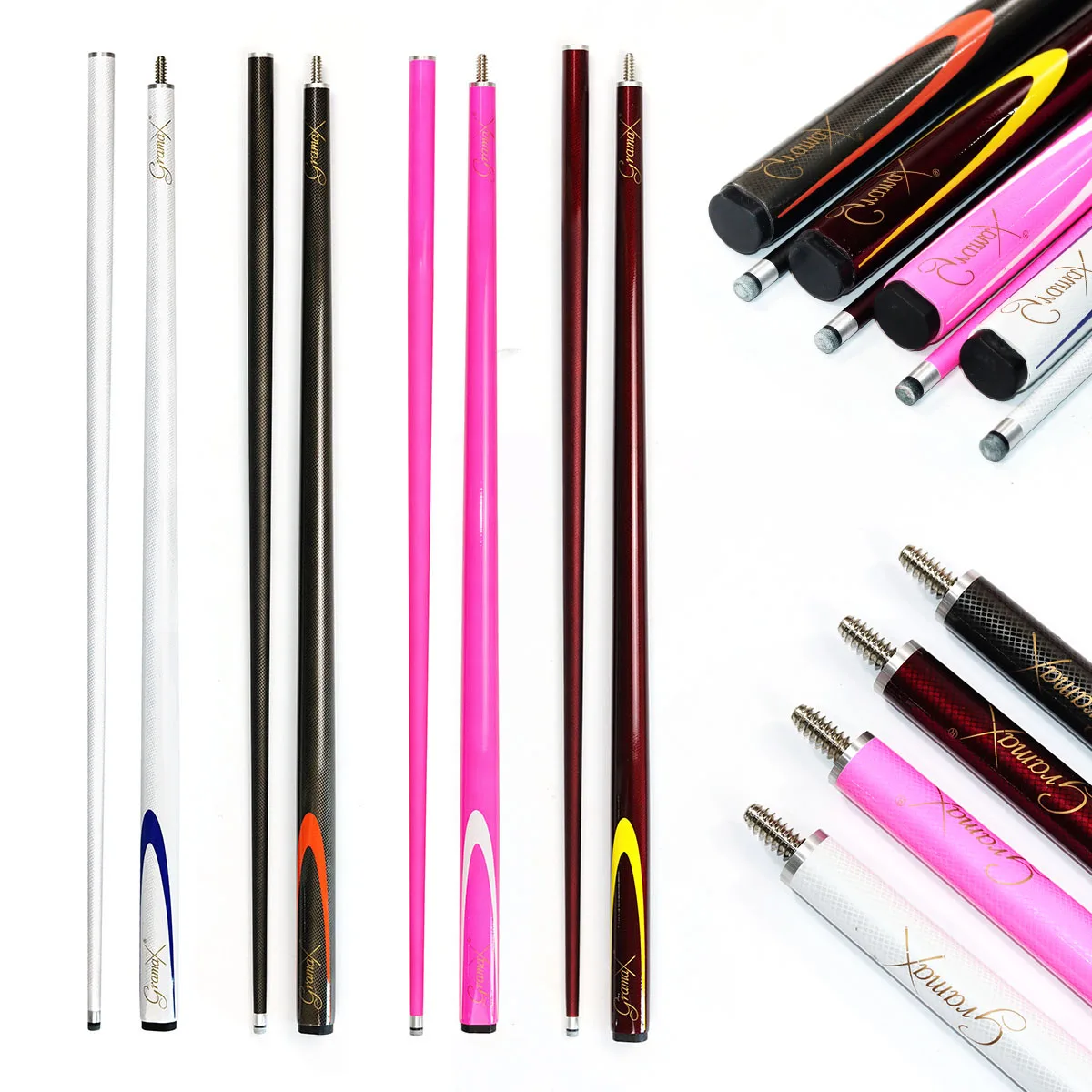 Promotion Sales Superior Quality  1/2 Center Joint Snooker Carbon Fiber Glass  Billiard Snooker Cue  9.5mm Tip 4 Colors
