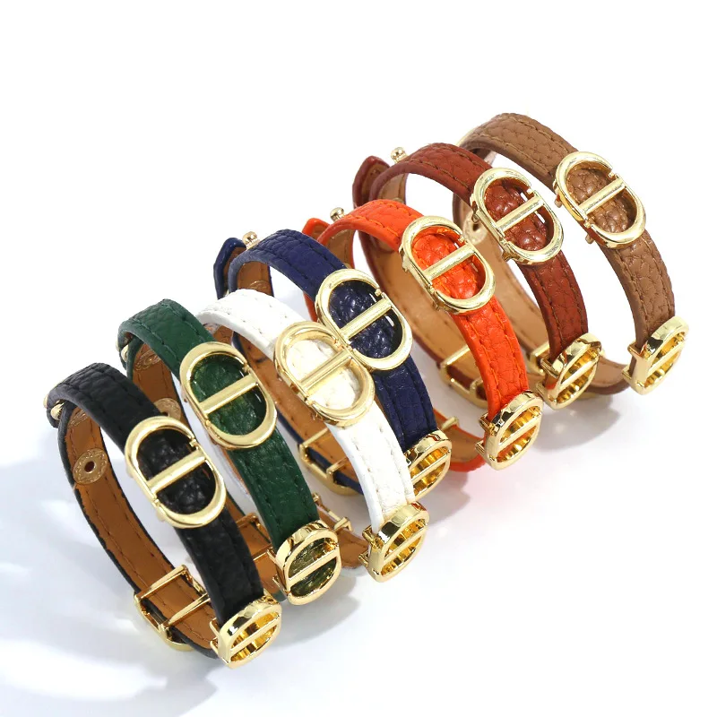 

Fashion Jewelry Accessories Vintage Simple PU Leather Bracelet CD Letter Bracelet Trending Punk Bracelet Bangles for Women, As pictures