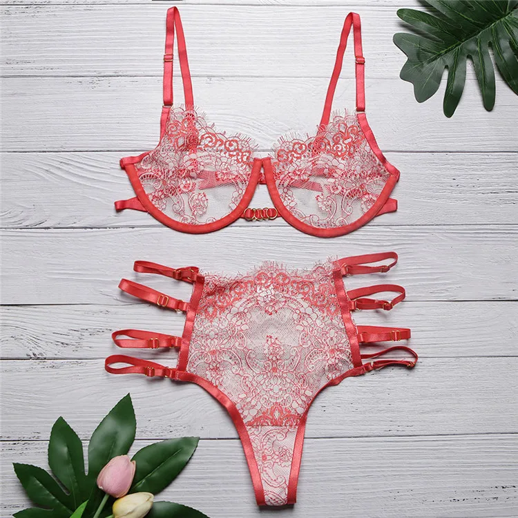

Sexy Lingerie Underwear Set Women Erotic Transparent Underwear Set Hollow G-String Thong