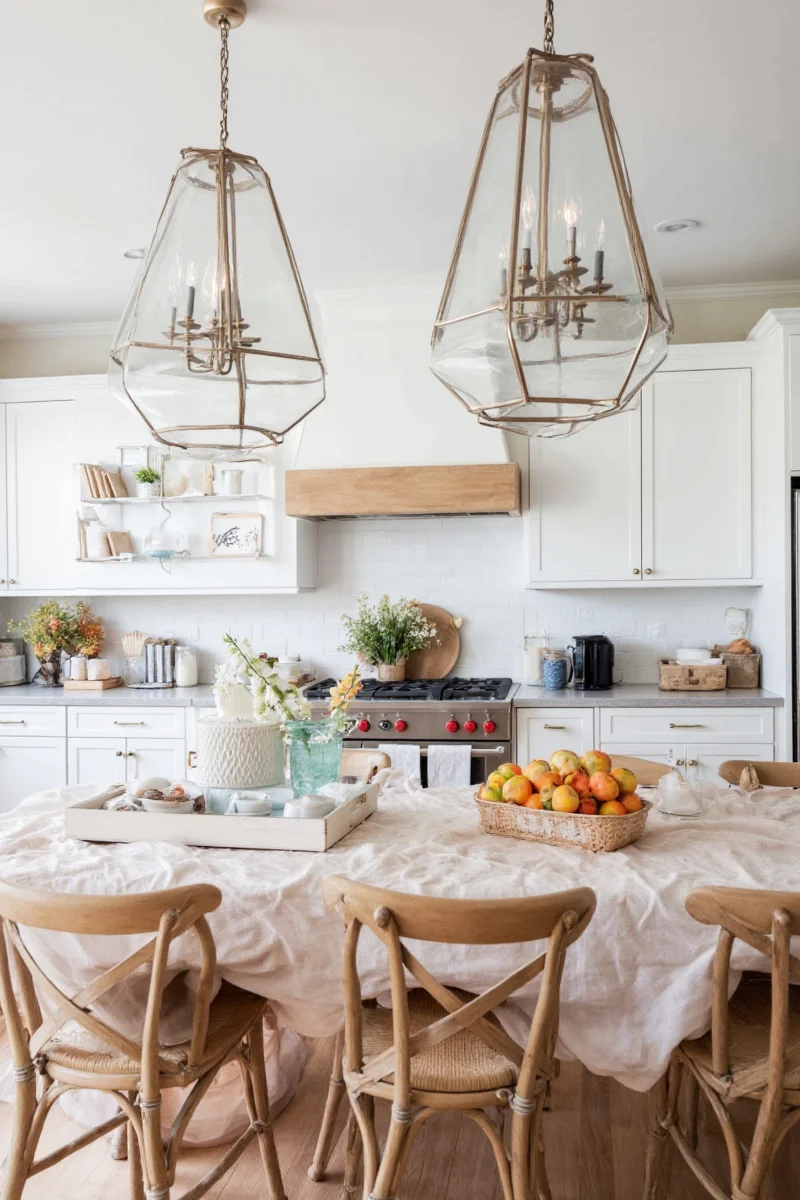 Kitchen pantry organized with fall decor items