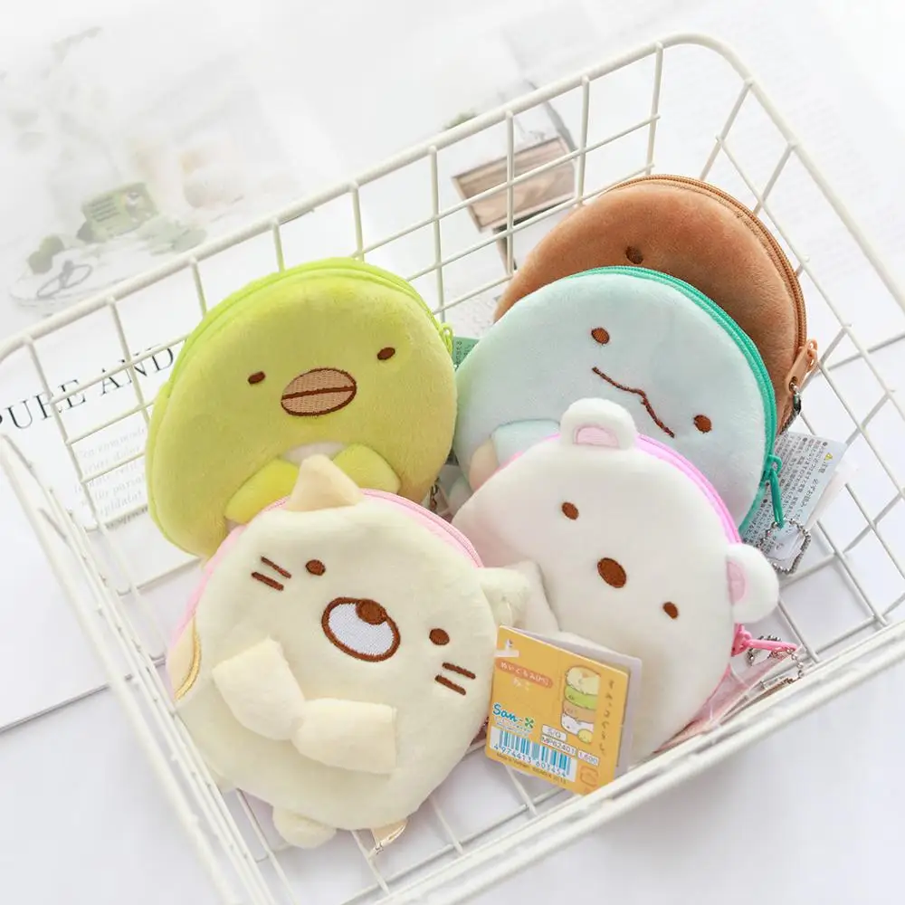 

1 Pc Kawaii Japan Corner Biology Japanese Animation Sumikko Gurashi Animal Cartoon Bag San-X Plush Toys Plush coin purse, Floral