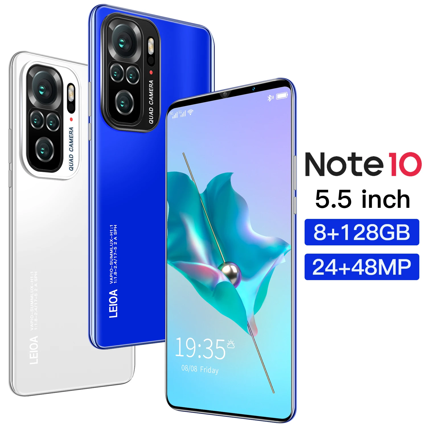 

Note 10 Android Phone 5.5 inch 4800mah Smartphone 10 Core 8GB+128GB Mobile Phone