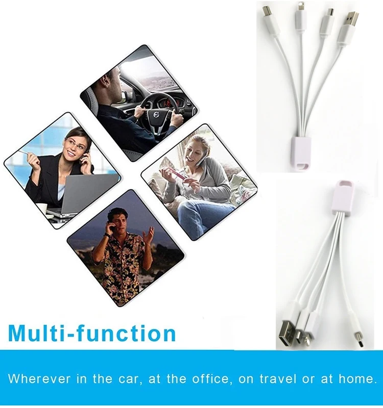 Factory Price Cheap Colorful Multifunction 15cm 2A Mobile Phone 3 in 1 Charging USB Data Cable For Iphone - ANKUX.COM