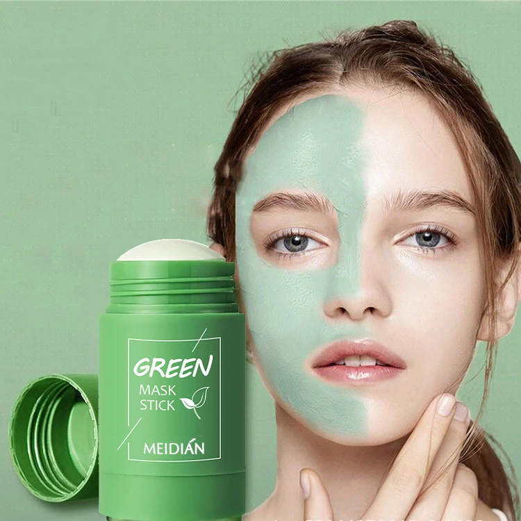 

Real Green Tea Clay Mask Stick Eggplant Mud Mask Stick Purifying Face Cleansing Oil Acne Blackhead Remover Facial Solid, Tailored for women
