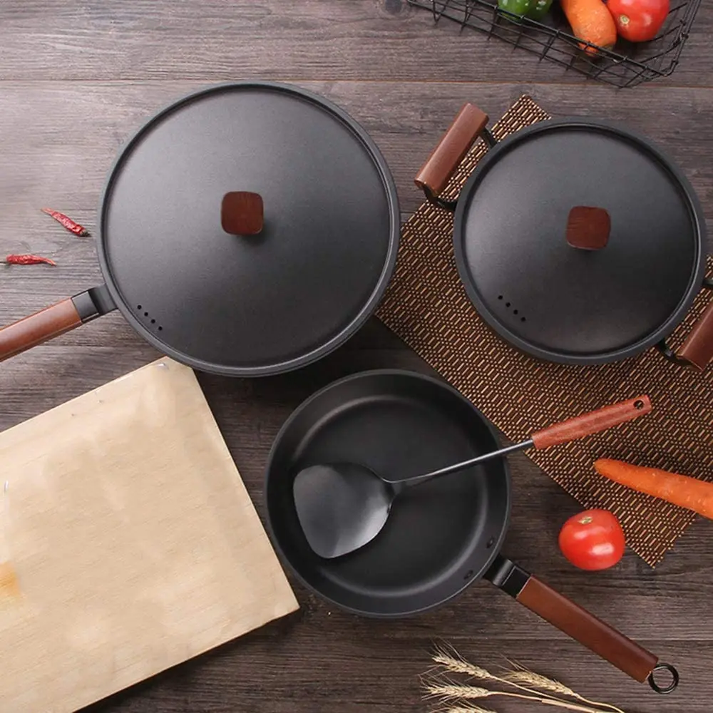

Set of 3 Non-Stick Cookware pot - 3 Piece Kitchen Cooking Pots and Wok Pans Skillet Set