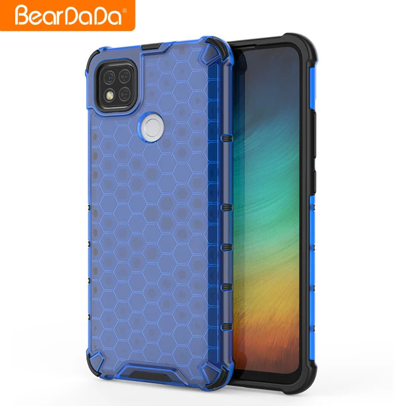 

Honeycomb Design 2020 Shock Proof case Hybrid PC TPU 2 in 1 Phone cover For Redmi 9C