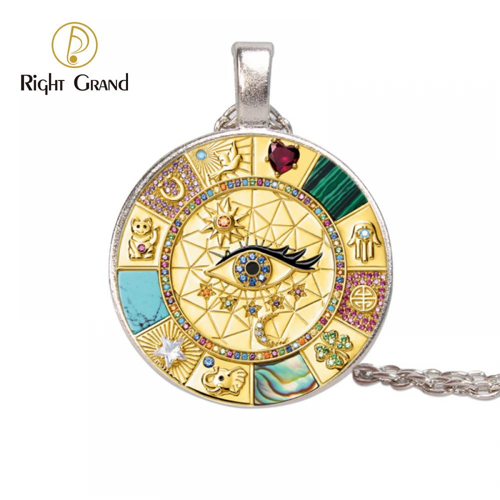 

Trending Products Jewelry Bohemian Lucky Charm Enamel Eye time Necklaces