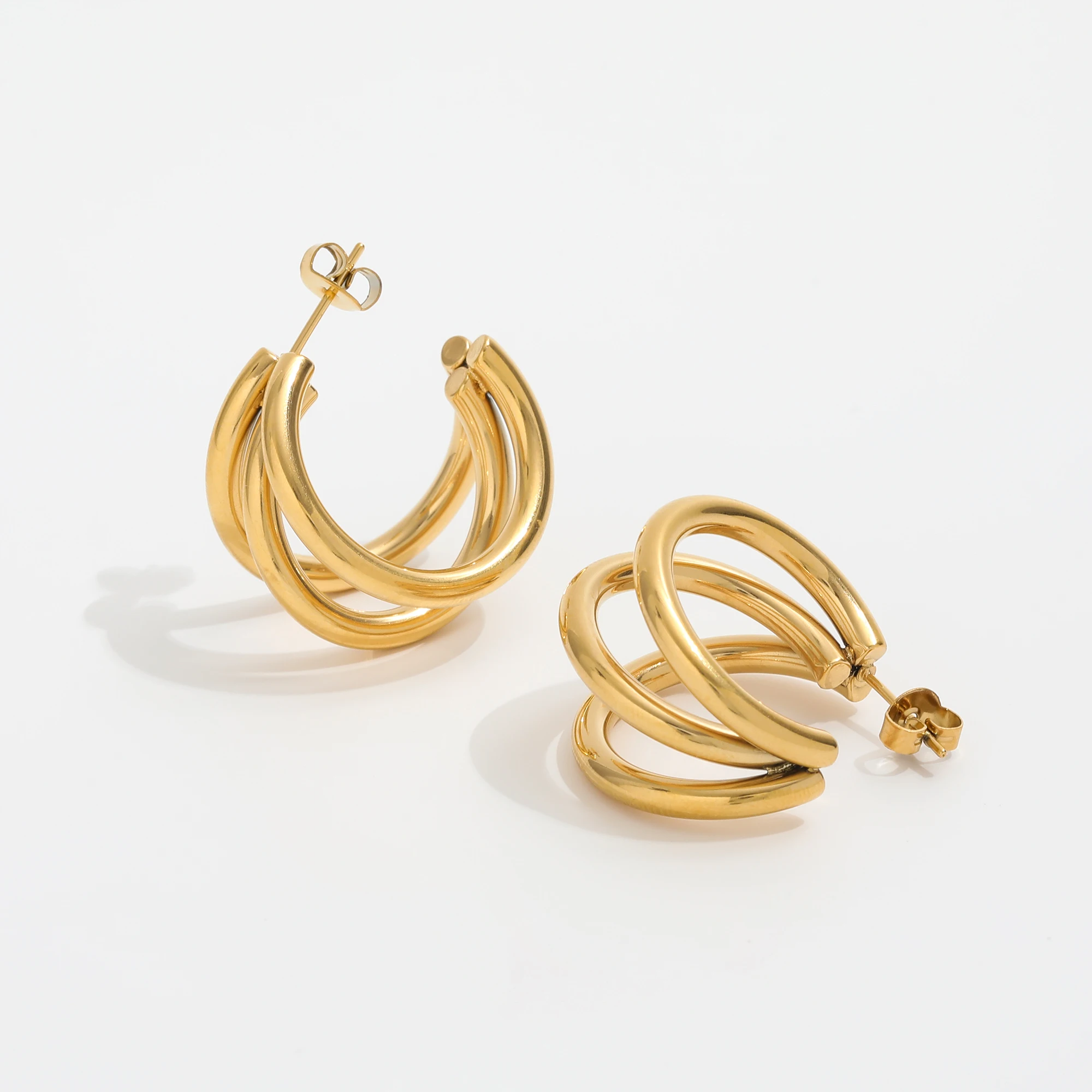 JOOLIM Jewelry Wholesale Classic Hoop Earring Gold Earring Not Fade Jewelry Stainless Steel
