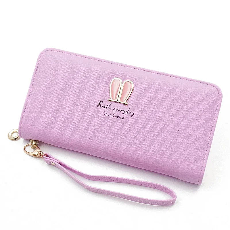 

New Ladies Fashion PU Leather Long Zipper Cute Rabbit Ears Student Popular Clutch Wallet Coin Purse