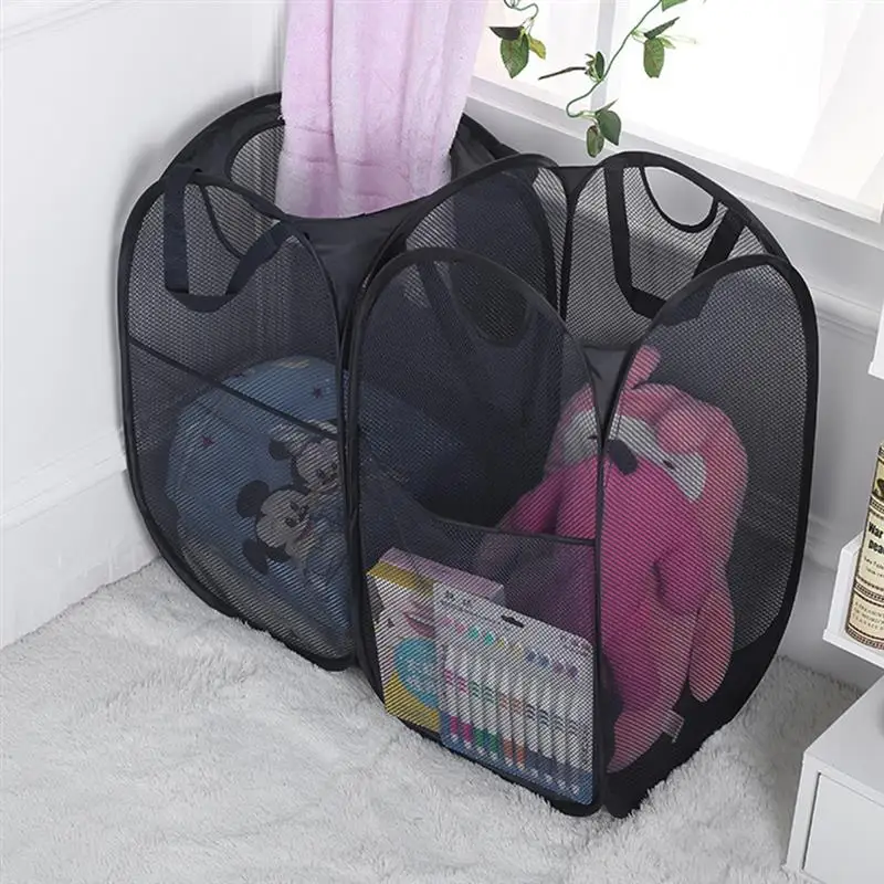 

Mesh open Up Foldable Laundry Basket Household Dirty Clothes Storage Basket, Ordinary paragraph;round opening