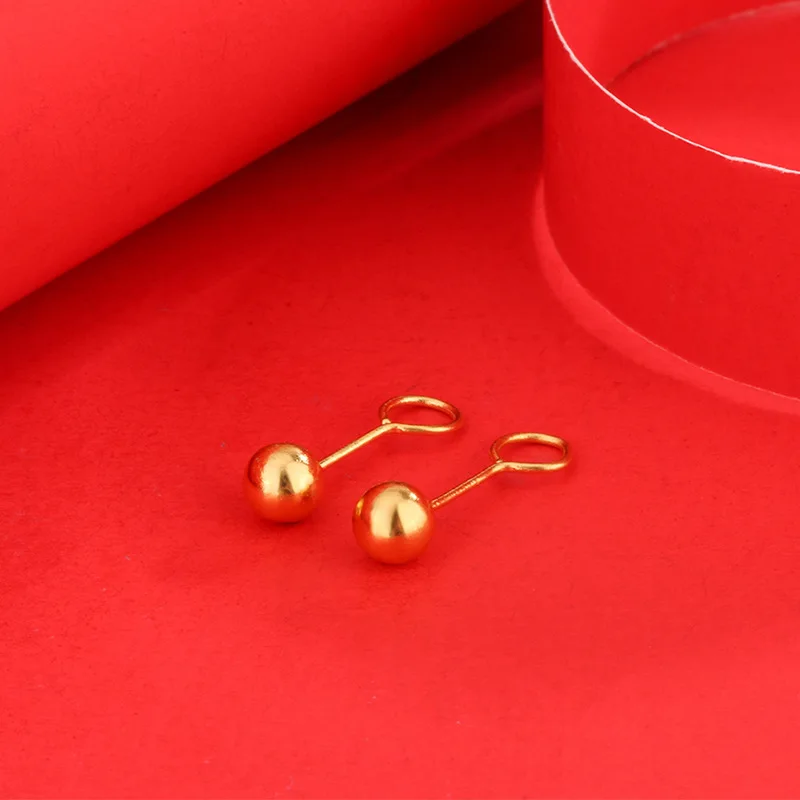 

Certified Gold Earrings 999 Pure Gold Small Earrings Jurchen Ear Hoop Earrings Curved Peas