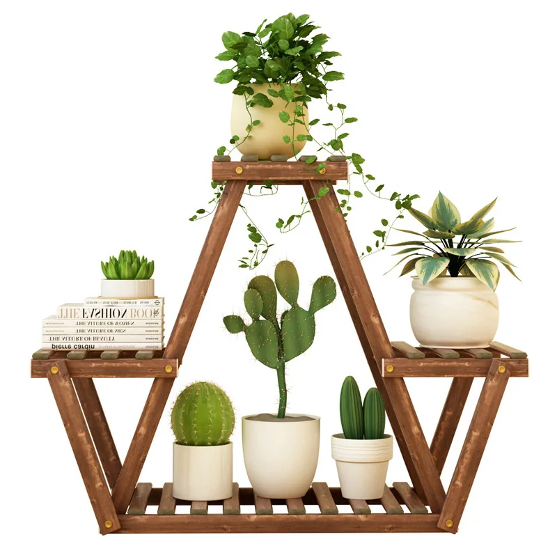 Wholesale Multi-layer Wood Eucalyptus Rack for Indoor Use Flower Pot Succulent Shelf for Home & Garden 3kg Assembly Balcony Rack