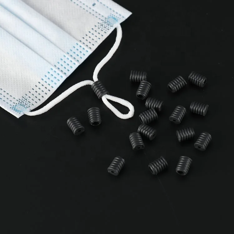 
White Black Round elastic Cord Lock Silicone Adjuster Stopper Face Maskes Adjustable Buckles For Ear Loop 