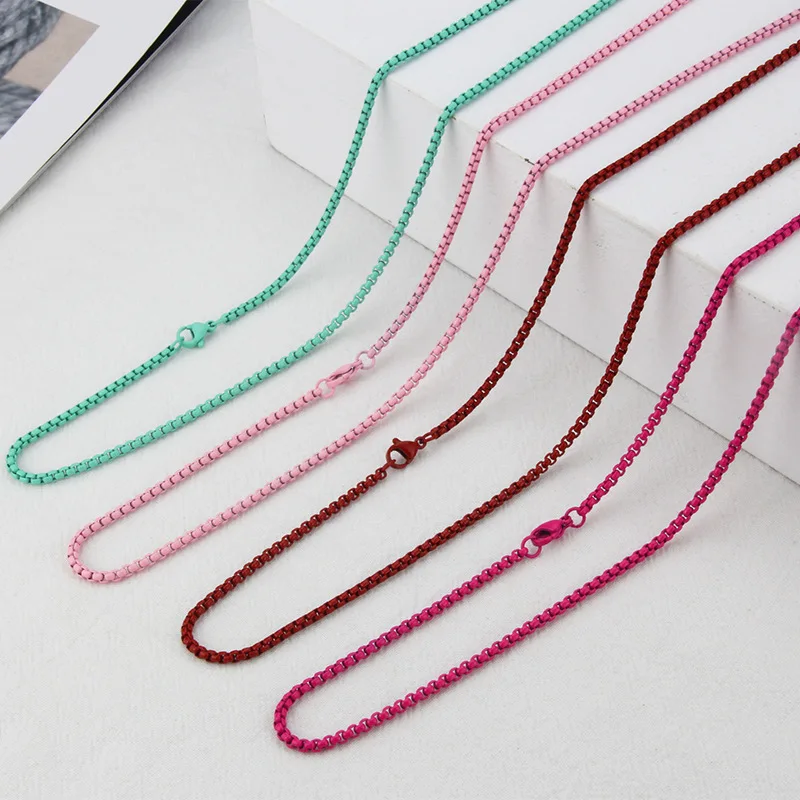 

INS HOT Paint Craft Color Stainless Steel Chain Fashion Personality Collarbone Chain Jewelry Gift