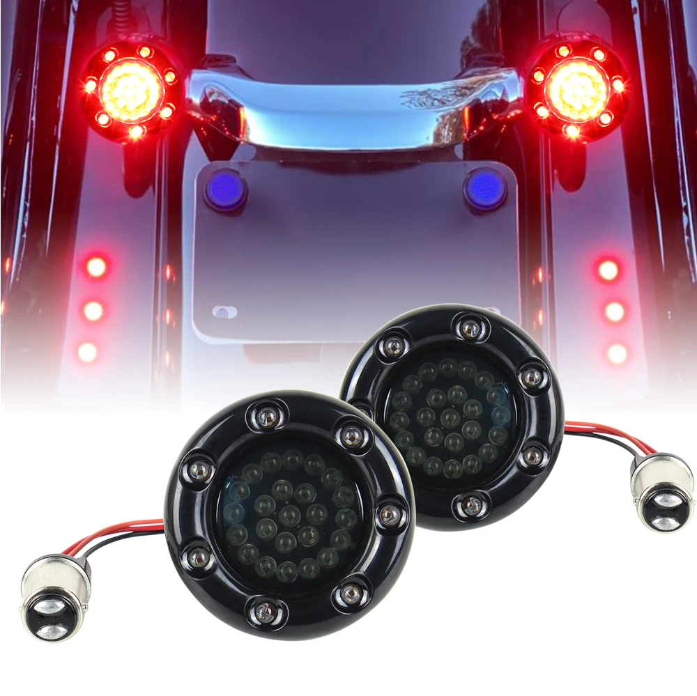 2Inch 1157 Buellt Led Motorcycle Turn Signal Light Red LED Rear Runing Light For Sportster Dyna FLSTF