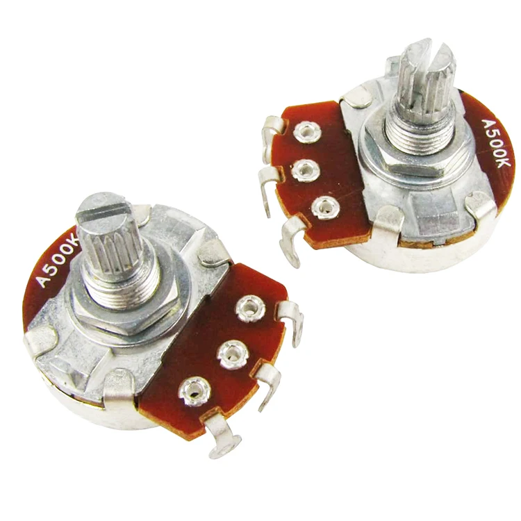 

Hot Sale 15mm Handle Guitar Potentiometer Audio Pots A500K/B500K/A250K/B250K guitar potentiometer pots for Electric Guitar