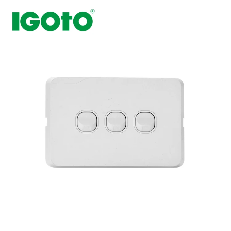 IGOTO BRAND RS306 Australian Standards 3 gang 2 way Smart Home Light Wall Touch Switch