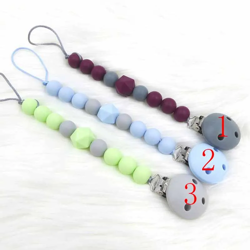 

DIY Round Silicone Beads Baby Teething Pacifier Clip Holder