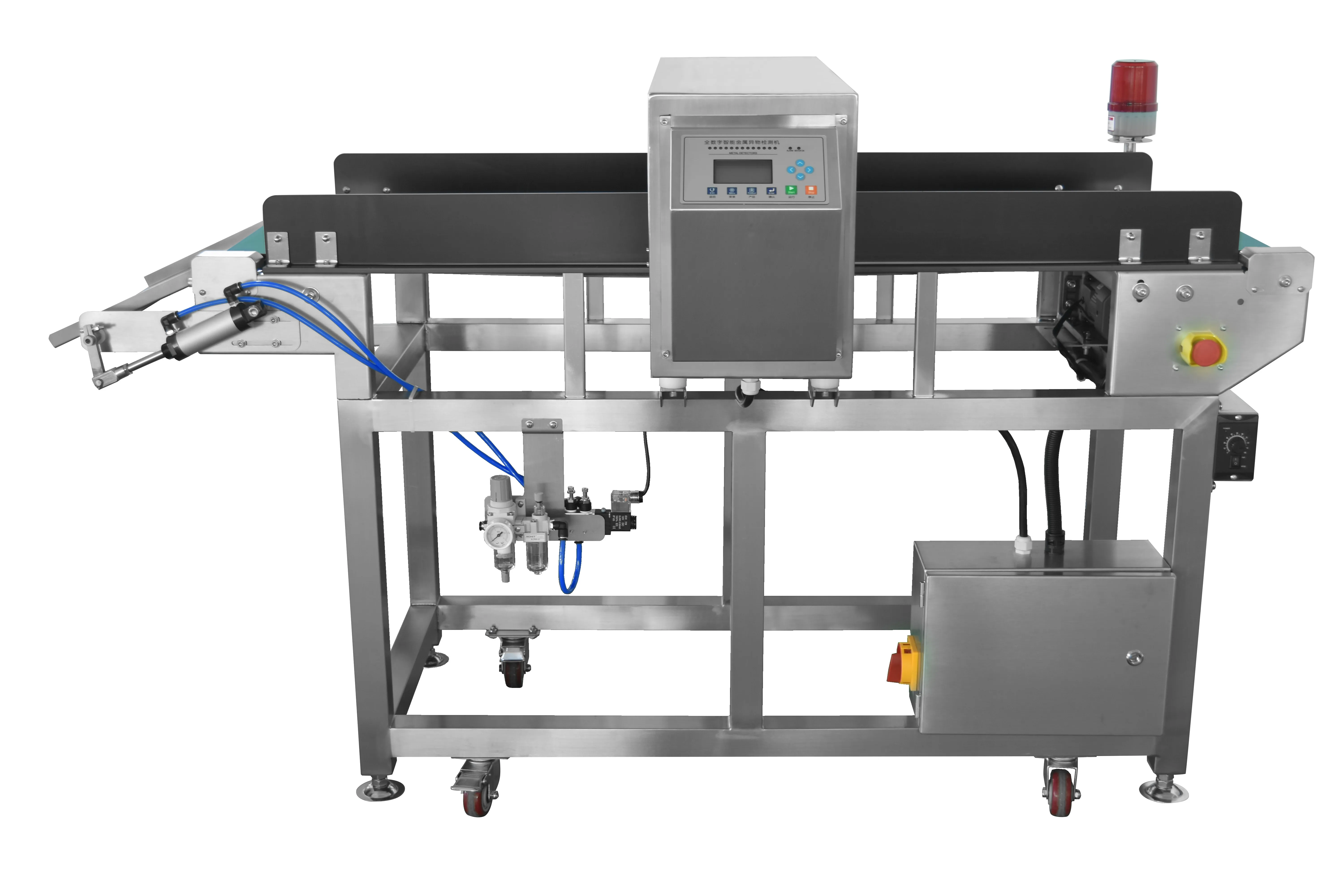 Food grade conveyor belt with guide rails on 818