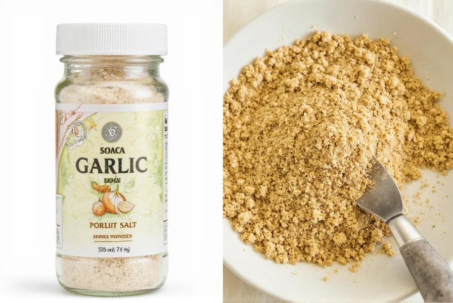 Spice containers labeled garlic salt and garlic powder side by side