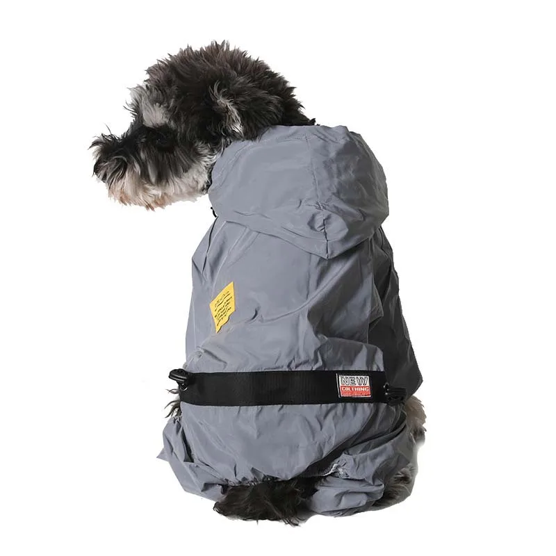 

HCSP Custom Adjustable Comfortable Raincoat Safety Vest Protection Reflective Dog Jacket, Grey