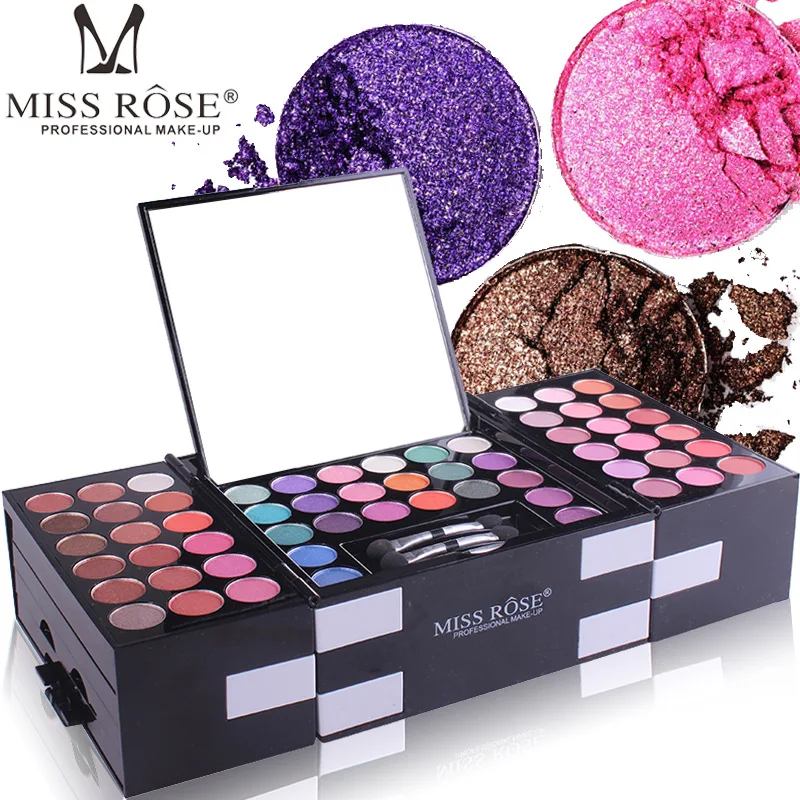 

MISS ROSE make up case makeup set of 144 colors matte shimmer eye shadow 3 colors eyebrow pressed Blush powder eyeshadow makeup