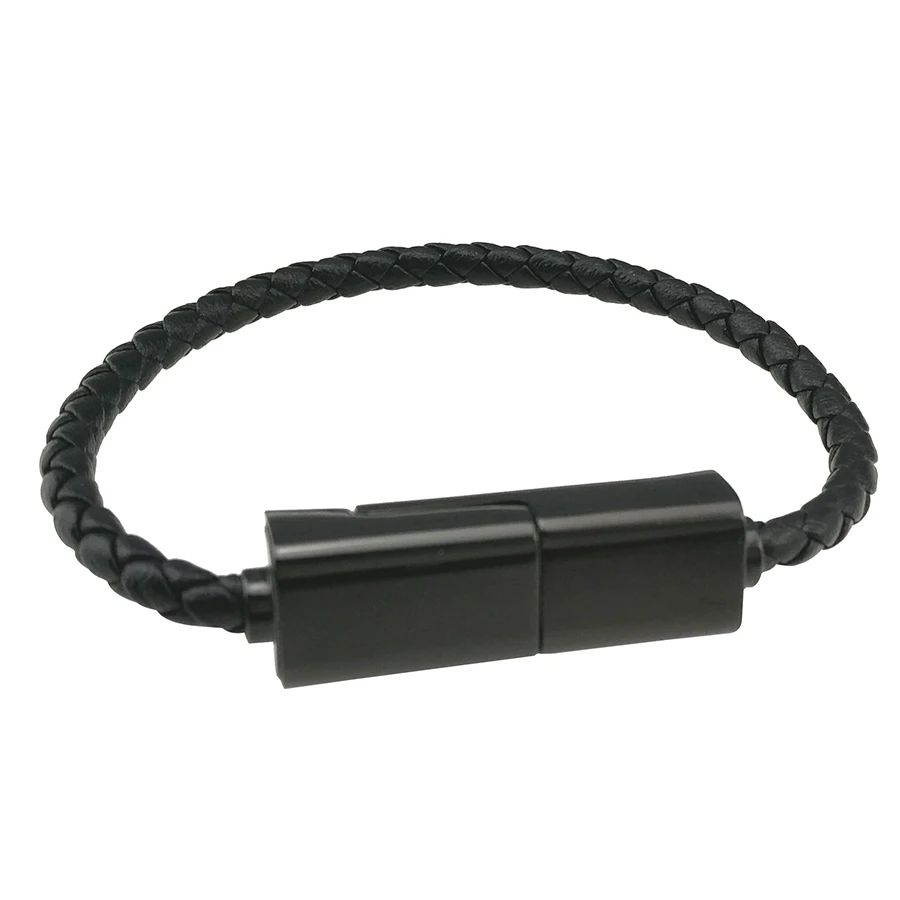 

New Design Braided Magnetic Leather Bracelet Usb Charger Cable for iPhone