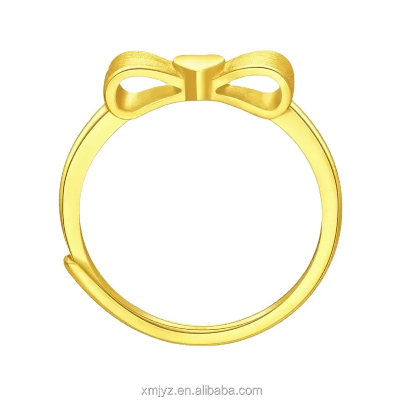 

Certified One Piece Also Wholesale 5D Cyanide-Free Hard Pure Gold Bowknot Versatile Ring Pure Gold 999 Ring 24K Gold Ring