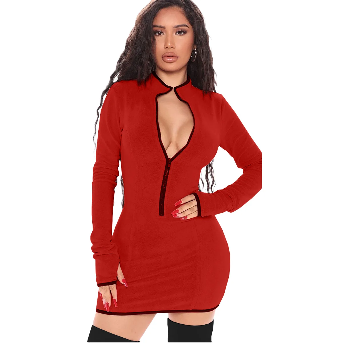 

Free Shipping C12407 - Fit Casual Long Sleeve Dresses Women