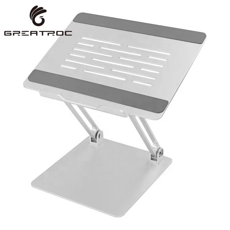 

Great Roc 2021 New Ergonomic Aluminum Laptop Stand Portable Foldable Height Angle Adjustable Laptop Holder, Silver