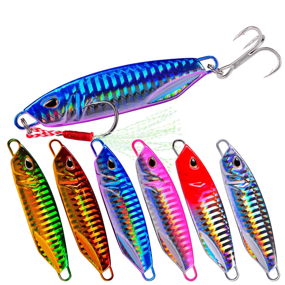 

Isca Artificial Fishing Lure Saltwater Flash Slow Pitch Jigs Lure 15g 20g 30g 40g 50g Se Uelos De Pesca Vertical Jigging Lure, 6 colors as showed