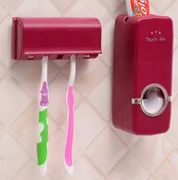 

Hot Modern Bathroom Plastic Automatic toothpaste squeezer Toothbrush Holder + 5 Toothbrush Holder Set Wall
