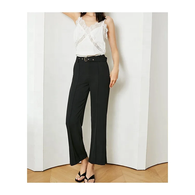 

Hose black stretch work office fashion ankle Straight-leg pants trousers women, Customized color