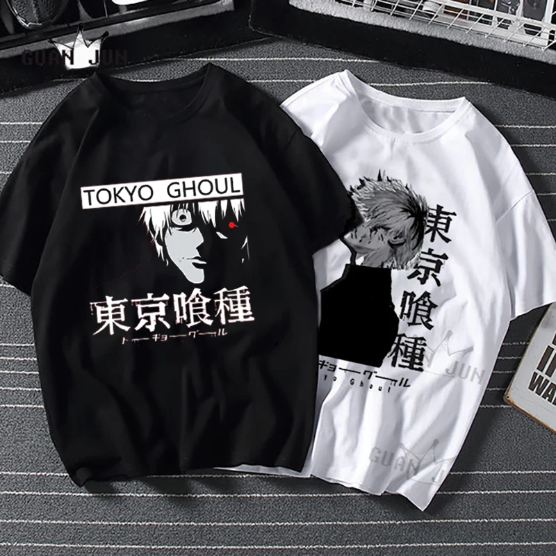 

Japanese Anime Manga Tokyo Ghoul Kaneki Short Sleeve 100% Cotton black white Men T Shirt unisex tshirt High Quality wholesale