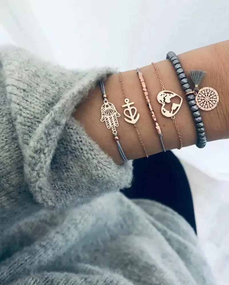 

Fashion gold hamsa hand bracelet Set for women wholesale N99121, Picture