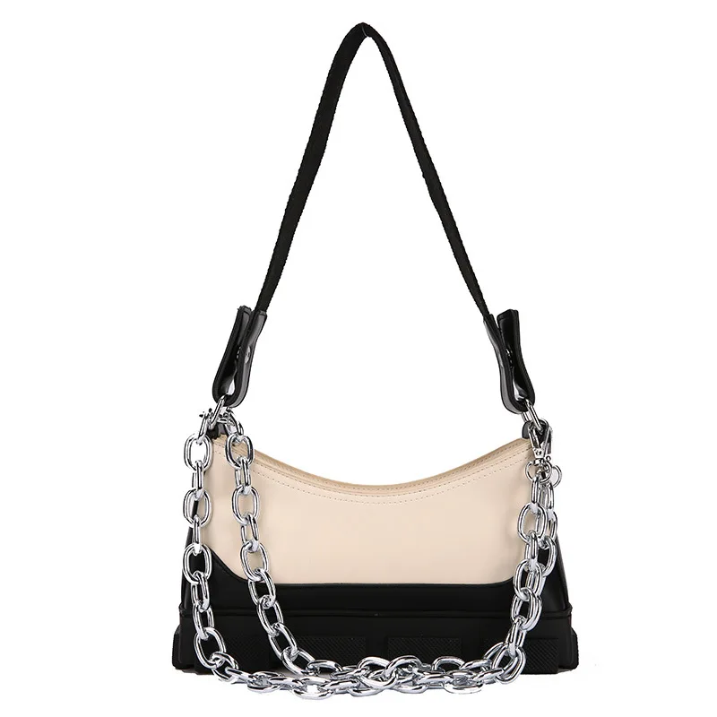 

martin boots handbag with heavy chain hip-hop bag chain PU shoulder defense bag special design for girl, 4 color option